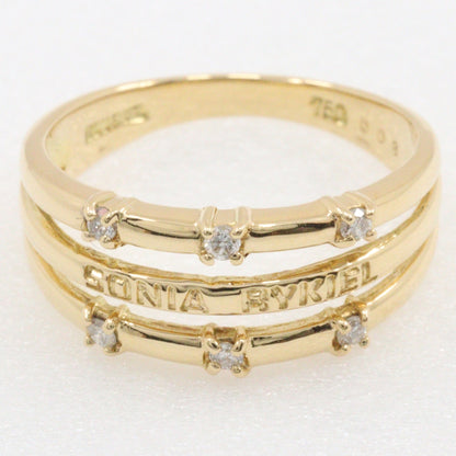 Sonia Rykiel Ring K18 Yellow Gold, Diamond gold logo 6P Women Used Authentic