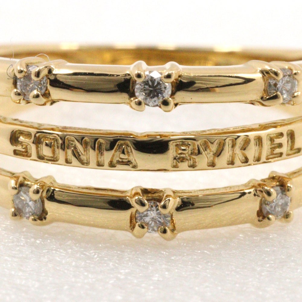 Sonia Rykiel Ring K18 Yellow Gold, Diamond gold logo 6P Women Used Authentic