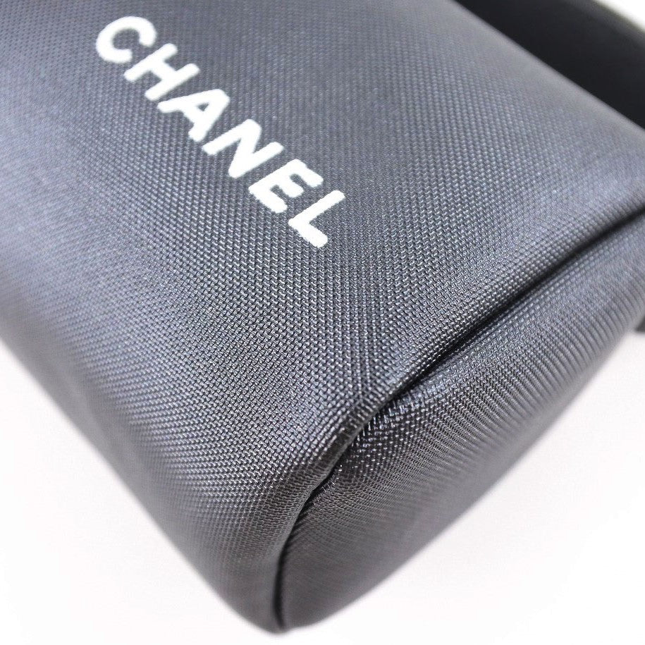 CHANEL Pouch Nylon gray logo vintage Women Used Authentic