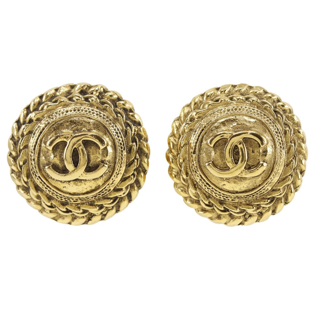 CHANEL Earring Plated Gold gold vintage COCO Mark Women Used Authentic