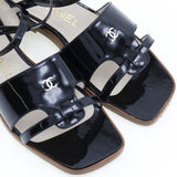 CHANEL Sandals Ankle strap flat COCO Mark Patent leather black Women Used Authentic
