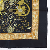 HERMES scarf Legend of the tree Les Legendes de LArbre Carre90 silk black Women Used Authentic