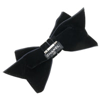 CHANEL Brooch ribbon Velor black Women Used Authentic