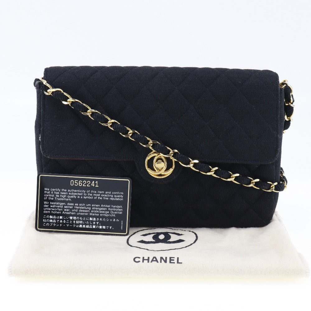 CHANEL Shoulder Bag cotton black ChainShoulder Women Used Authentic