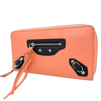BALENCIAGA Long Wallet Purse Zip Around Calfskin pink Women Used Authentic