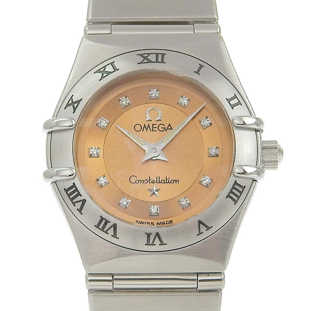 OMEGA Watches Quartz 1564.65 Stainless Steel Orange 12P diamond cindy crawford Constellation Orange dial Women Used Authentic