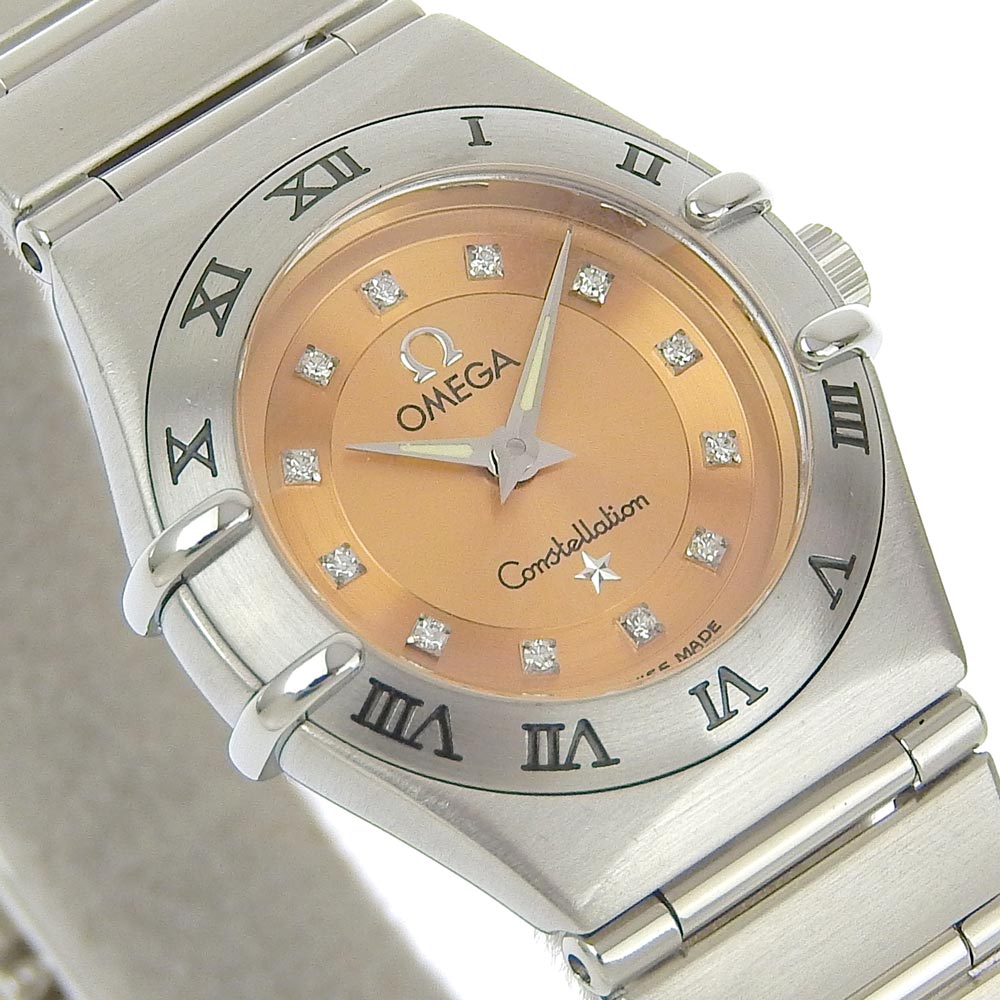 OMEGA Watches Quartz 1564.65 Stainless Steel Orange 12P diamond cindy crawford Constellation Orange dial Women Used Authentic