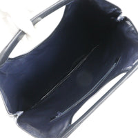 CELINE Handbag leather Navy Women Used Authentic