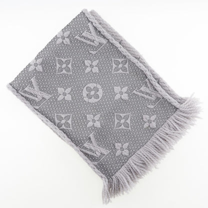 LOUIS VUITTON Scarf M74742 wool gray Escalp  Logo Mania Muffler unisex(Unisex) Used Authentic