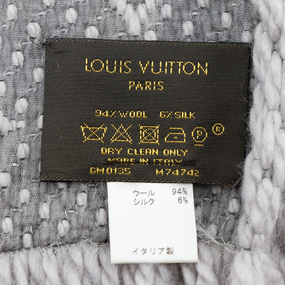 LOUIS VUITTON Scarf M74742 wool gray Escalp  Logo Mania Muffler unisex(Unisex) Used Authentic