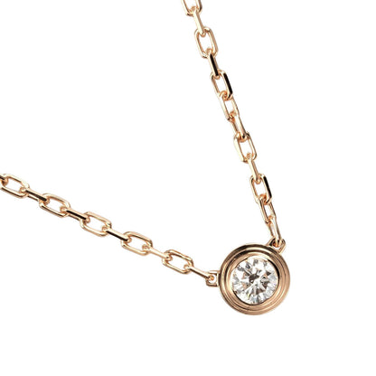 CARTIER Necklace K18 pink gold, diamond gold Top 0.2" Damour Diamant Leger SM Women Used Authentic