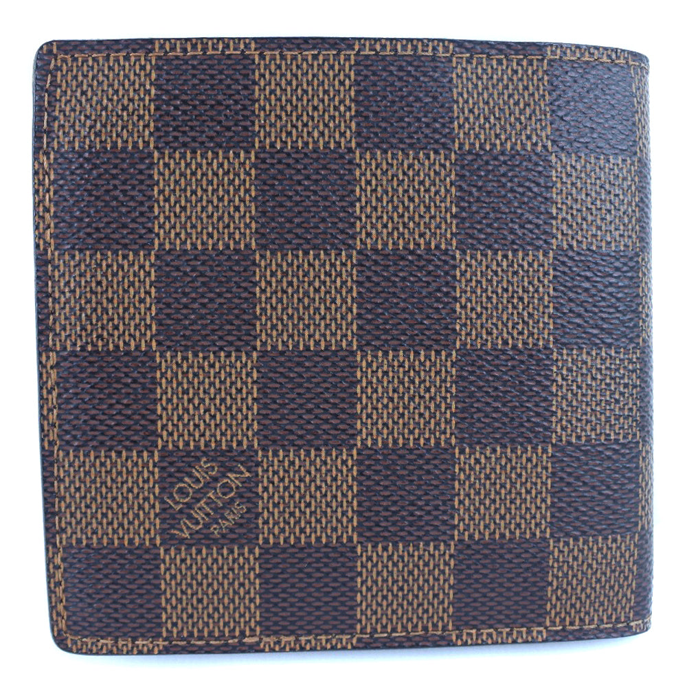 LOUIS VUITTON Bifold Wallet N61675 Damier canvas Brown Portefeuille Marco mens Used Authentic