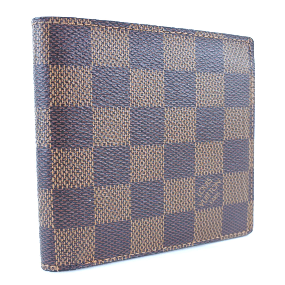 LOUIS VUITTON Bifold Wallet N61675 Damier canvas Brown Portefeuille Marco mens Used Authentic