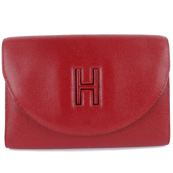 HERMES Clutch bag vintage H logo Epsom Red Women Used Authentic