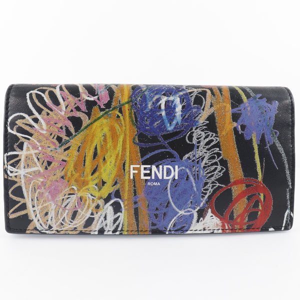 FENDI Long Wallet Purse Continental Noel Fielding collaboration Calfskin 7M0264 0AH8Q black mens Used Authentic