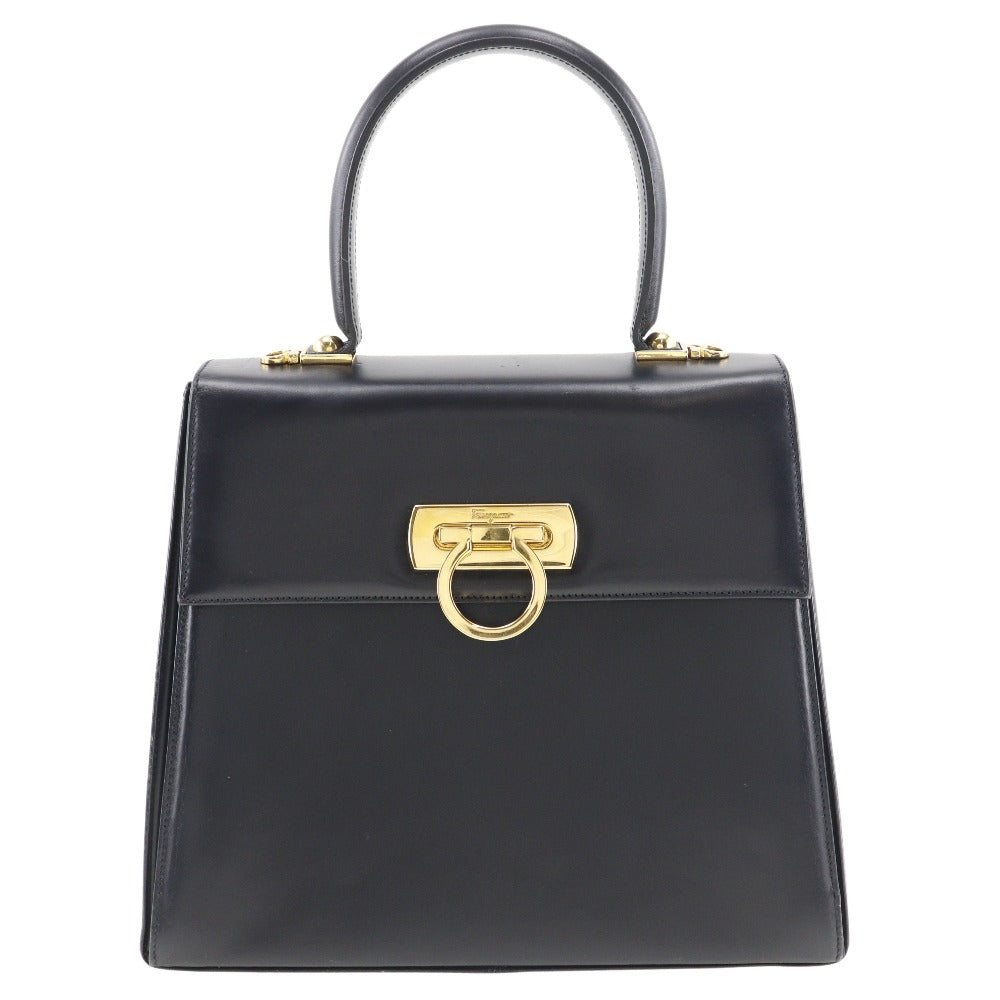 Salvatore Ferragamo Handbag AT-21 0536 Calfskin black Gancini Women Used Authentic