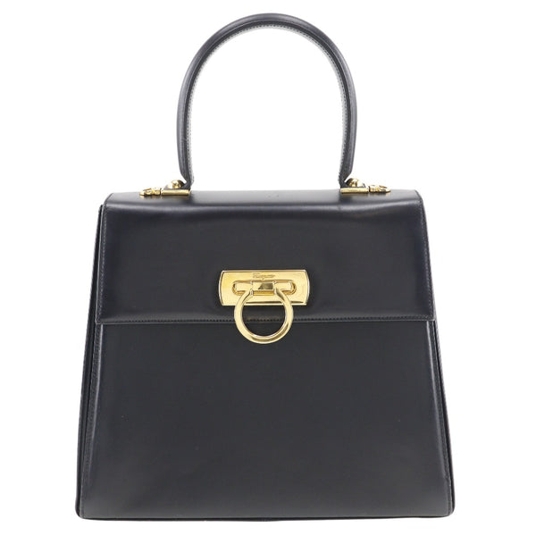 Salvatore Ferragamo Handbag Gancini Calfskin AT-21 0536 black Women Used Authentic