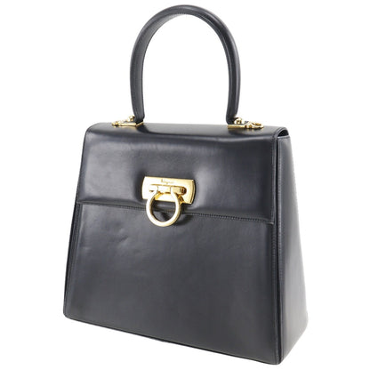 Salvatore Ferragamo Handbag AT-21 0536 Calfskin black Gancini Women Used Authentic