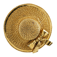 CHANEL Brooch Straw hat Plated Gold gold Women Used Authentic