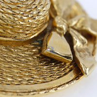 CHANEL Brooch Straw hat Plated Gold gold Women Used Authentic