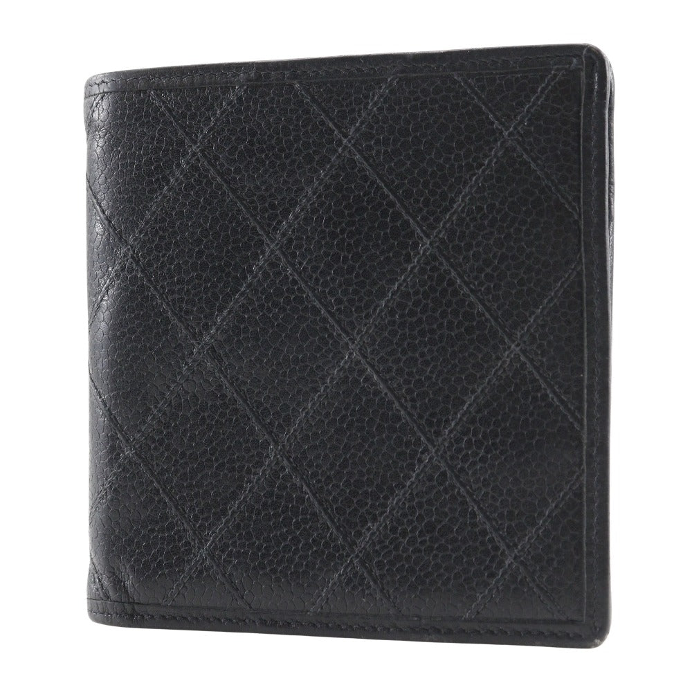 CHANEL Bifold Wallet Caviar skin black Women Used Authentic