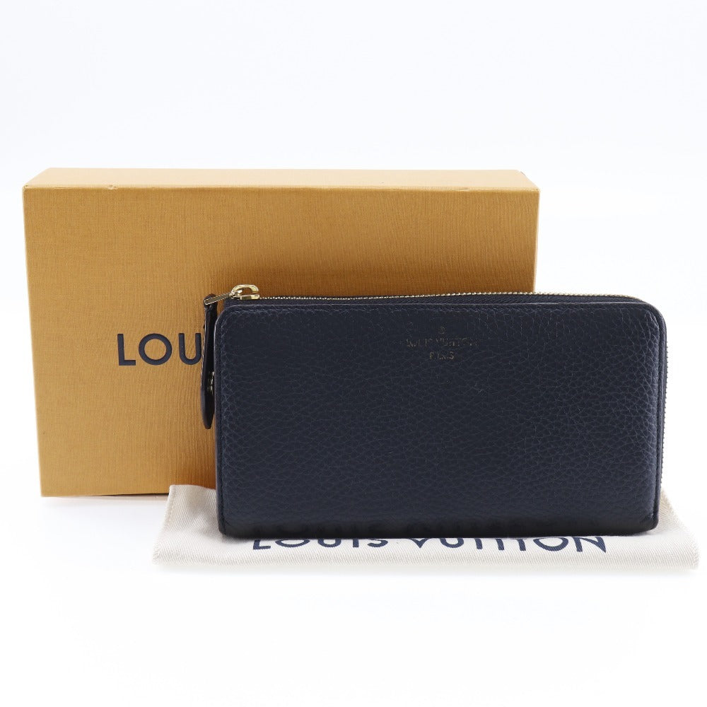 LOUIS VUITTON Long Wallet Purse leather black P comet Women Used Authentic