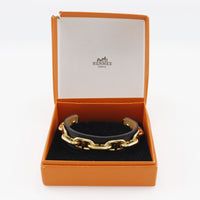 HERMES Bangle Plated Gold , Leather gold Women Used Authentic