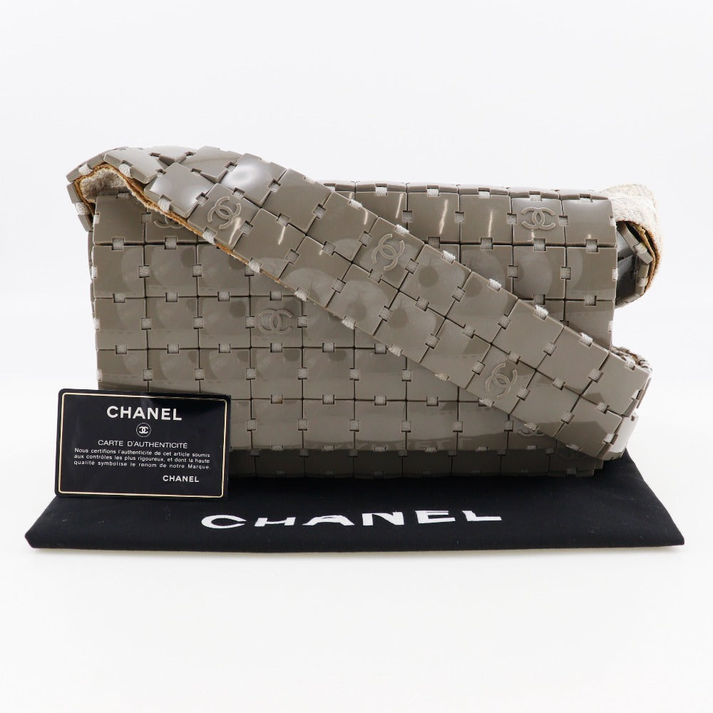 Chanel Shoulder Bag Plastic Canvas Gray Puzzle Shoulder Women used Authentic