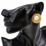 CHANEL Earring Plated Gold, Faux Pearl gold Women Used Authentic