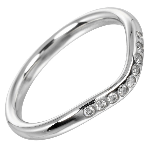 TIFFANY&Co. Ring Curved band Pt950 Platinum, 9P Diamond Silver Women Used Authentic