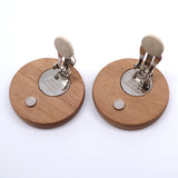 HERMES Earring Serie Wood, Metal Brown/Silver Women Used Authentic