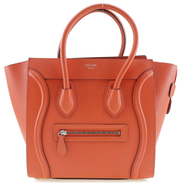 CELINE Handbag Luggage micro shopper leather 167793DRU.27 vermilion Women Used Authentic