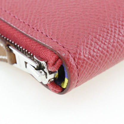 HERMES Long Wallet Purse Epsom, Silk Red-purple azap silk in long Women Used Authentic