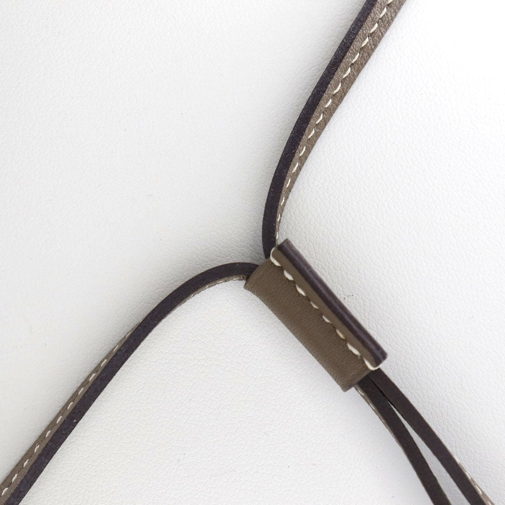 HERMES Necklace Vaux Swift Brown gold Oakley Pendant Women Used Authentic