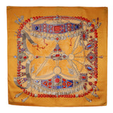 HERMES scarf TERRES PRECIEUSES Carre90 silk Orange Women Used Authentic