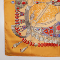 HERMES scarf TERRES PRECIEUSES Carre90 silk Orange Women Used Authentic