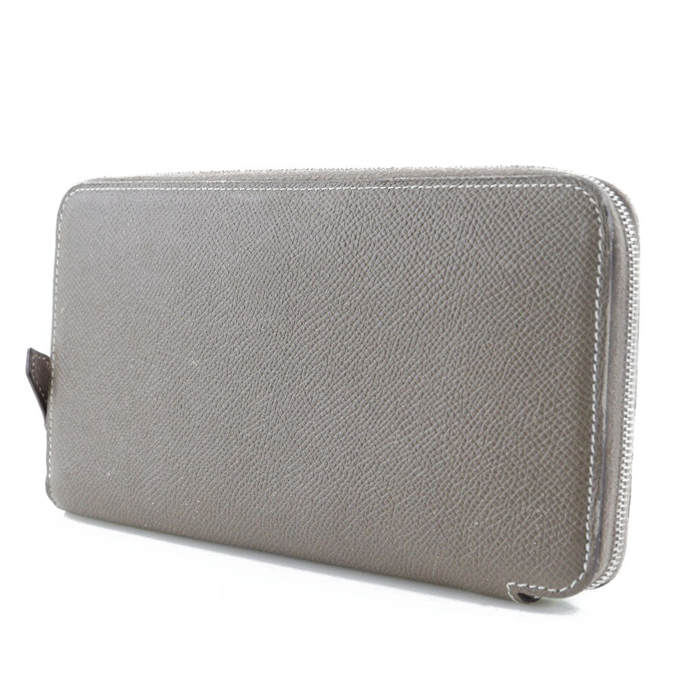 HERMES Long Wallet Purse Epsom, Silk gray Azap Long Silk Inn Women Used Authentic