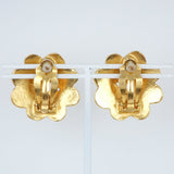 CHANEL Earring vintage COCO Mark flour Plated Gold gold Women Used Authentic
