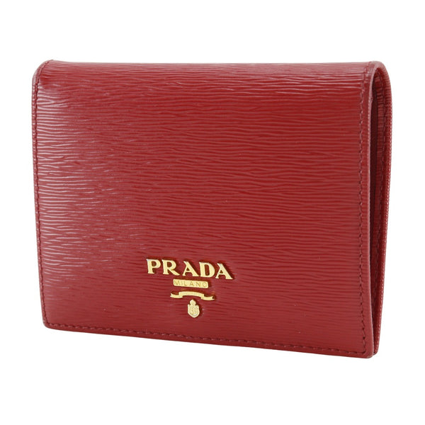 PRADA Bifold Wallet Calfskin IMV204 2EZZ F0D1700 Red Women Used 