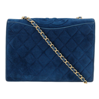 CHANEL Shoulder Bag Suede deep blue ChainShoulder Women Used Authentic