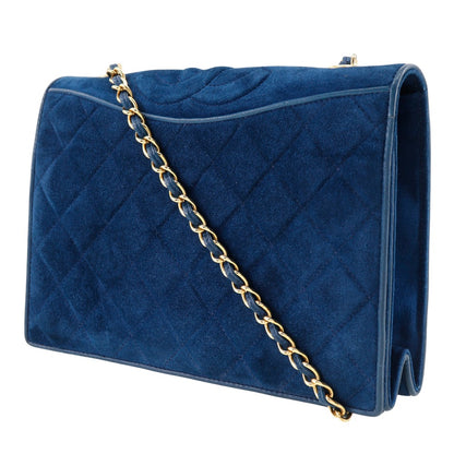 CHANEL Shoulder Bag Suede deep blue ChainShoulder Women Used Authentic