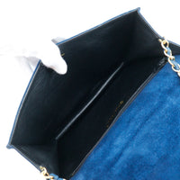 CHANEL Shoulder Bag ChainShoulder Suede deep blue Women Used Authentic