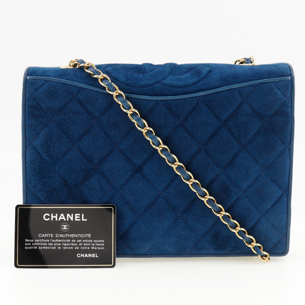 CHANEL Shoulder Bag Suede deep blue ChainShoulder Women Used Authentic