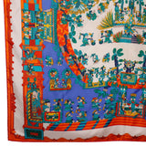 HERMES scarf silk Blue ASTRES et SOLEILS Celestial bodies and the sun Carre90 Women Used Authentic