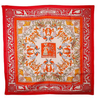 HERMES scarf silk Red EARLY AMERICA Good old America Carre90 Women Used Authentic