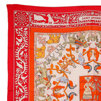HERMES scarf silk Red EARLY AMERICA Good old America Carre90 Women Used Authentic