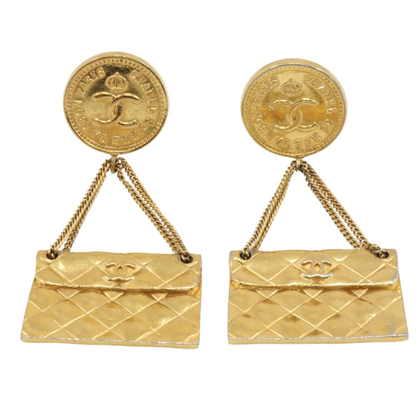 CHANEL Earring Plated Gold gold Matrasse Women Used Authentic