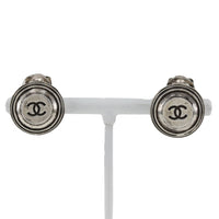 CHANEL Earring COCO Mark metallic Silver Women Used Authentic
