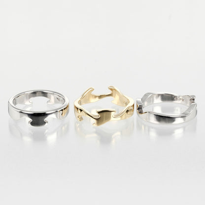 Georg Jensen Ring K18 Yellow Gold, K18 White Gold Silver Fusion Triple Women 48 Used Authentic