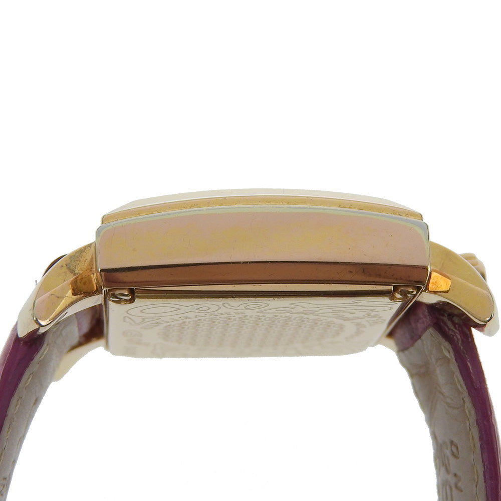 Gaga Milano Watches Quartz Plated Gold, embossed leather pink Napoleon White shell dial